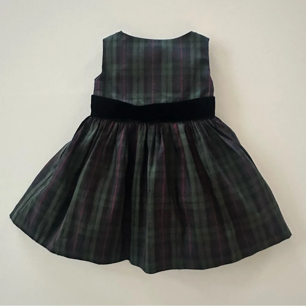 Gymboree 3-6 Months Baby Girl Red Cardigan Green Plaid Dress Set Holiday